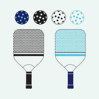 Pickleball paddle with ball vector symbol icon for sports racket different color on white background