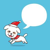 Cartoon cute dog with christmas costume and speech bubble vector