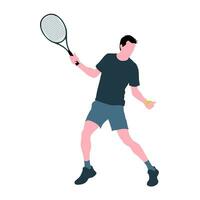 Tennis, tennis player man, male sports person, tennis element vector