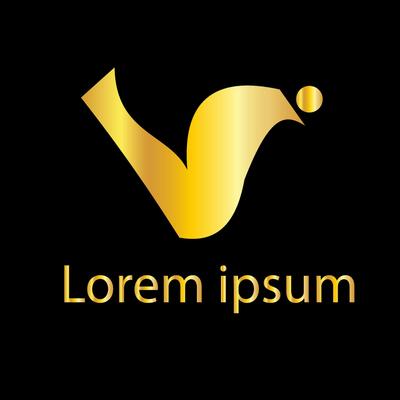 V letter logo design with golden color