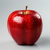 Ripe red apple on a white background - AI generated image photo