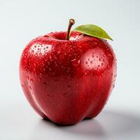 Ripe red apple on a white background - AI generated image photo