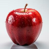 Ripe red apple on a white background - AI generated image photo