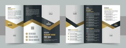 Corporate real estate trifold brochure template design, Construction and renovation trifold brochure template or real estate brochure vector