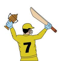 Vector Illustration of a cricket player batsman with bat