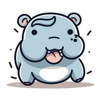 Cute Hippo Cartoon Mascot Character Vector Illustration.