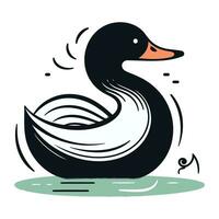 Pato nadando en el agua. vector ilustración en plano estilo.