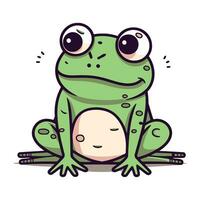 Frog cartoon vector illustration. Isolated on a white background.