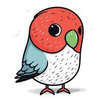 cute little bird cartoon doodle vector illustration hand drawn design