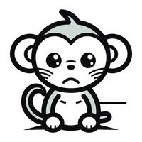 Cute cartoon monkey on white background. Vector illustration. EPS 10