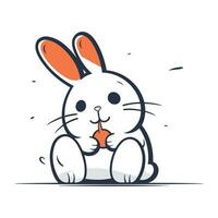 Rabbit with a carrot. Vector illustration on a white background.