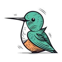 Vector illustration of a cute cartoon blue crowned kingfisher
