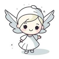 Cute Angel Girl Vector Illustration. Cartoon Character Design Series.
