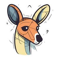 Cute kangaroo head. Vector illustration in cartoon style.