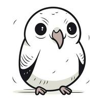 Illustration of a Cute Black and White Owl on White Background vector