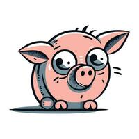 Funny cartoon pig. Vector illustration of a funny piggy.