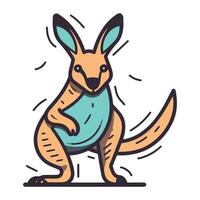 Kangaroo in a blue scarf. Vector illustration in doodle style.