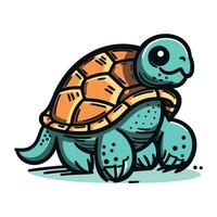 Cute cartoon turtle isolated on white background. Hand drawn vector illustration.