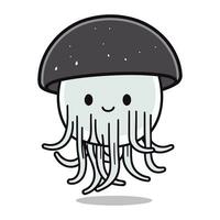 Cute Jellyfish Cartoon Mascot Character Vector Illustration.