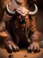 3d illustration of a monster with a large figure of a bull photo