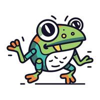 Frog. Cartoon character. Color vector illustration. Isolated on white background.