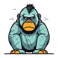 Vector illustration of angry gorilla cartoon mascot. Isolated on white background.