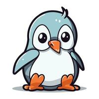 linda pingüino dibujos animados personaje vector ilustración. linda dibujos animados pingüino.