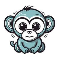 linda dibujos animados mono vector ilustración. gracioso mono cara icono.