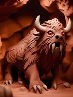 3d illustration of a monster with a large figure of a bull photo