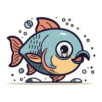 Cute cartoon fish. Vector illustration. Isolated on white background.