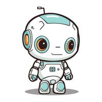 Cute robot character cartoon style vector illustration isolated on white background.