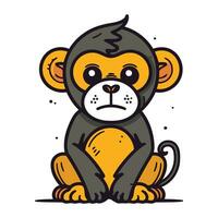 Cute cartoon monkey. Vector illustration. Isolated on white background.