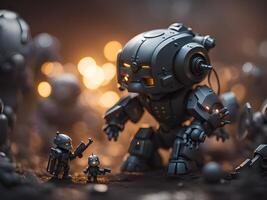 3d illustration of robot in the dark photo