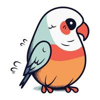 Vector illustration of cute parrot. Hand drawn doodle.