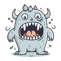 Angry cartoon monster. Vector illustration. Isolated on white background.