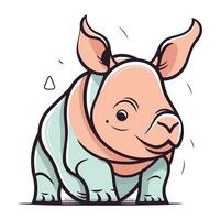 linda dibujos animados rinoceronte. vector ilustración aislado en blanco antecedentes.