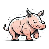 Illustration of a cartoon rhinoceros. Vector illustration.