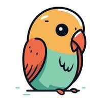 Cute cartoon parrot. Vector illustration. Isolated on white background.