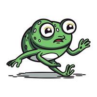 Frog running. Cartoon character. Vector illustration isolated on white background.