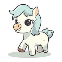 Cute pony character cartoon style vector illustration. Isolated on white.