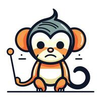 Cute monkey cartoon vector illustration. Cute little monkey character.