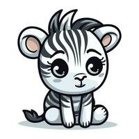 Cute cartoon zebra isolated on white background. Vector illustration.