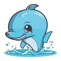 linda dibujos animados delfín saltando fuera de el agua. vector ilustración.