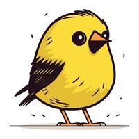 Cute little yellow chick. Vector illustration. Isolated on white background.