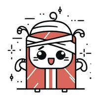 linda kawaii Papa Noel claus personaje vector ilustración diseño