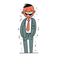 Smiling man in suit. Vector illustration in flat cartoon style.