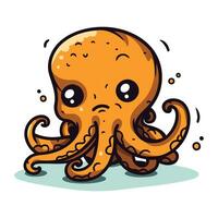 Cartoon octopus. Vector illustration. Isolated on white background.