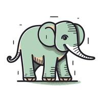 Vector illustration of cute cartoon elephant. Isolated on white background.