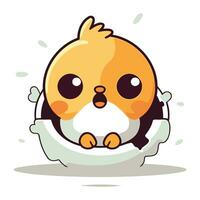 Cute little hamster in the eggshell. Vector illustration.