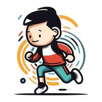 Cartoon vector illustration of a cute little girl running in a hurry